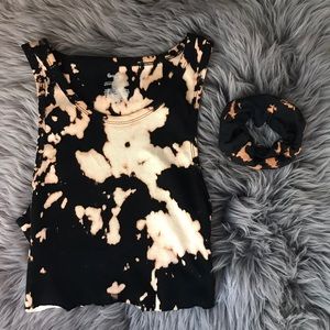 BESTSELLING BUNDLE!! bleached tank with scrunchie!